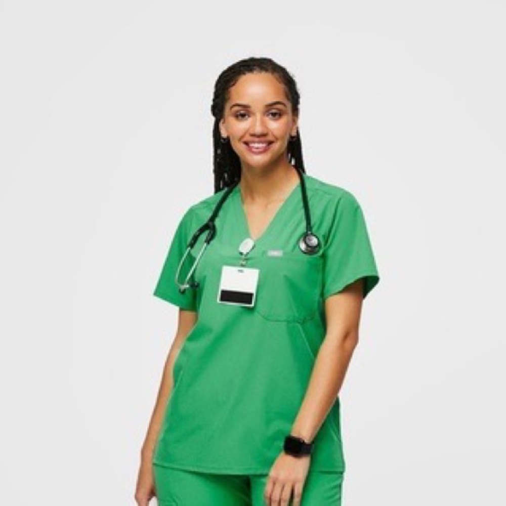 Figs Safety green Catarina scrub top